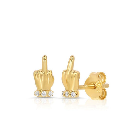 Boy Bye Middle Finger Stud Earrings