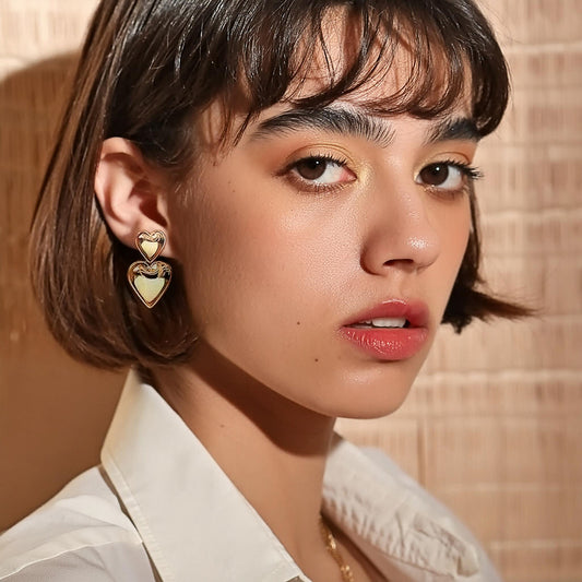 Cindy Gold Heart Earrings