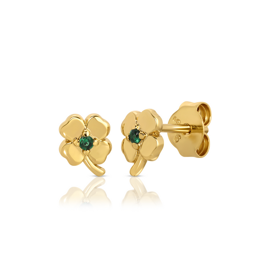 Get Lucky Emerald Clover Stud Earrings