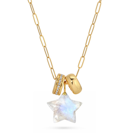 Guiding Star Moonstone Star Charm Set Necklace