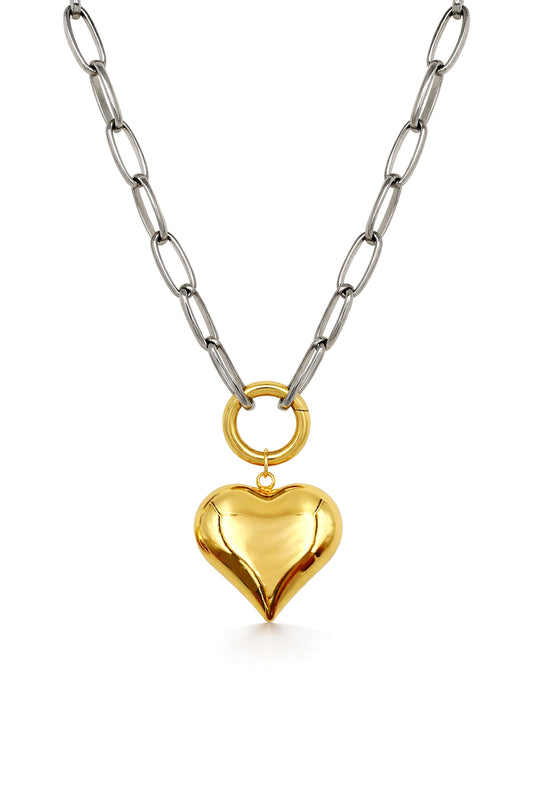 It Girl Chain with Charm Clasp and Heart Charm 18"