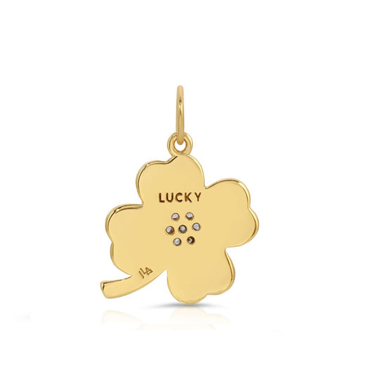 Lucky Simulated Diamond Clover Charm
