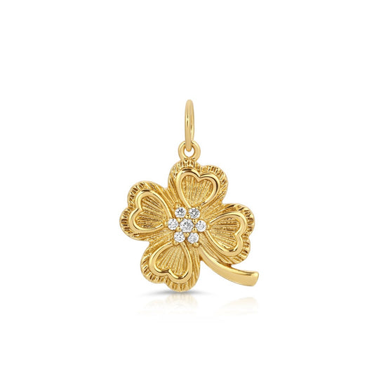 Lucky Simulated Diamond Clover Charm