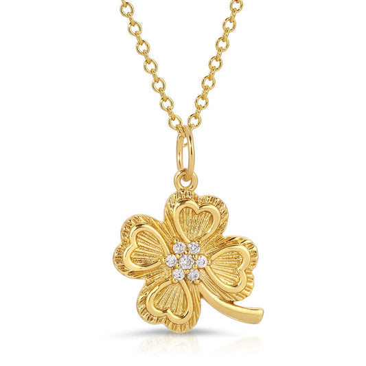 Lucky Clover Simulated Diamond Necklace