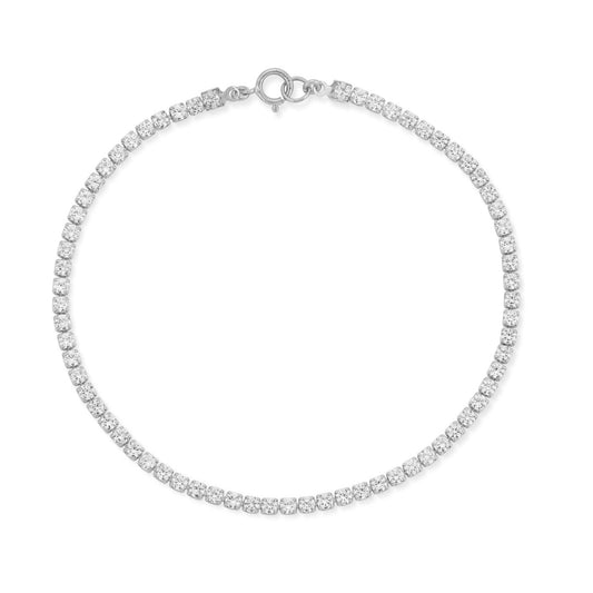 Material Girl White Gold Tennis Bracelet 18K White Gold Plated Stainless Steel