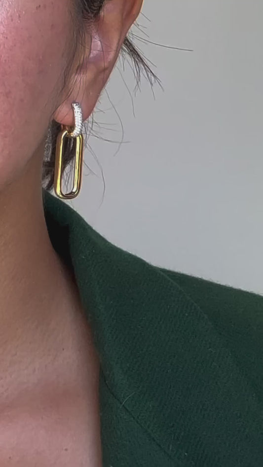 James Pave Chain Link Hoop Earrings