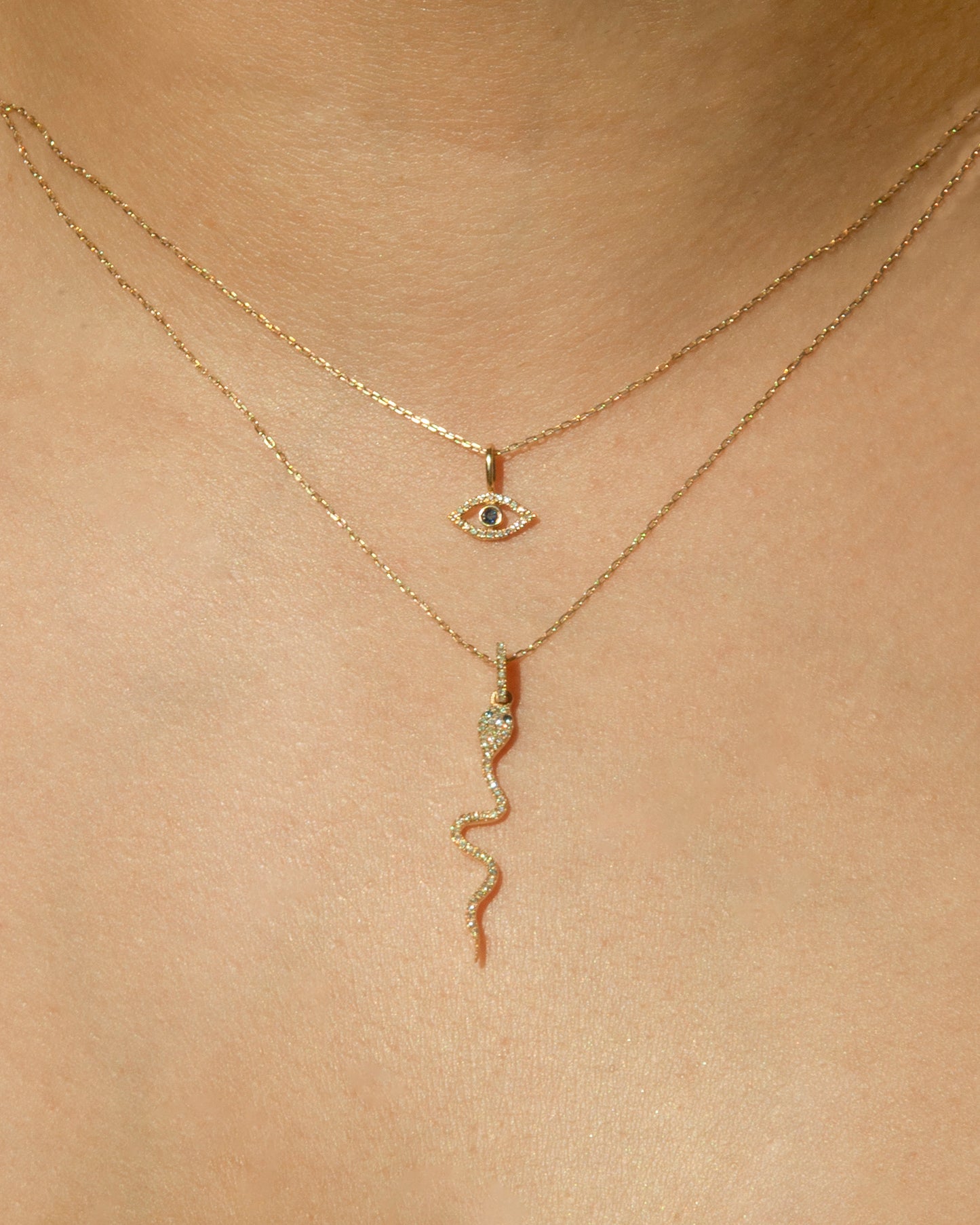 Bleu 14k Gold Sapphire and Diamonds Evil Eye Necklace