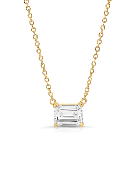 Bling Emerald Cut Solitaire Pendant Necklace - Simulated Diamond