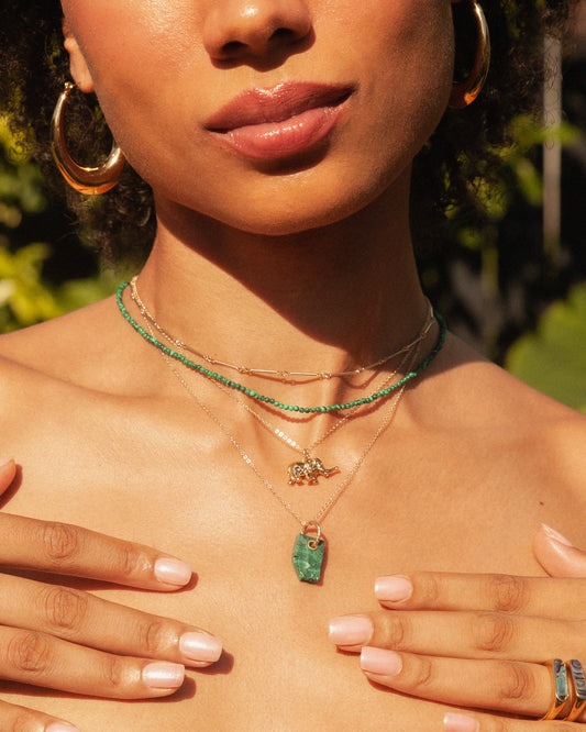 Sidekick Green Beaded Necklace