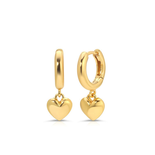 Love Bird Heart Huggie Hoop Earrings