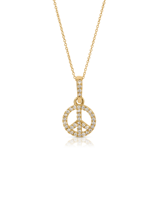 Peace & Love 14k Diamond Peace Sign Necklace