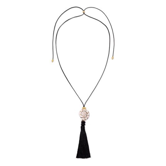 Bella Mare Shell Tassel Cord Necklace
