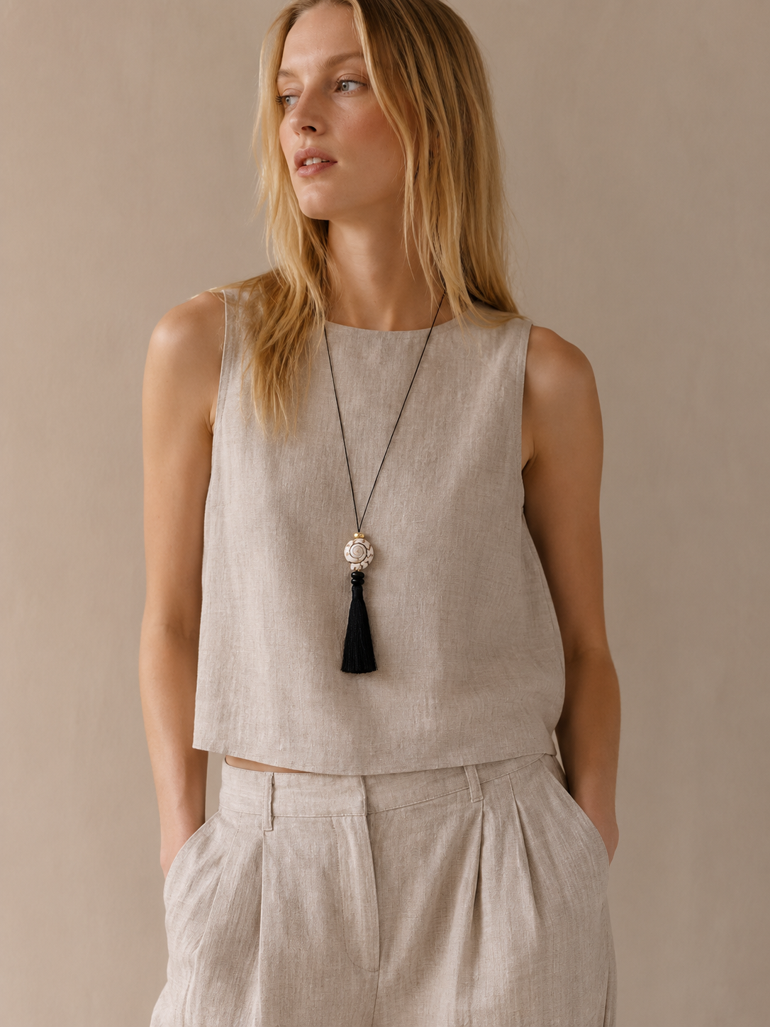 Bella Mare Shell Tassel Cord Necklace