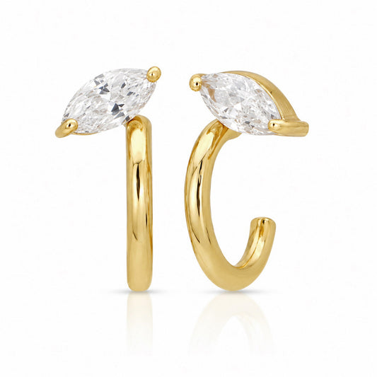 Blaire Gold Marquise Illusion Huggie Earrings