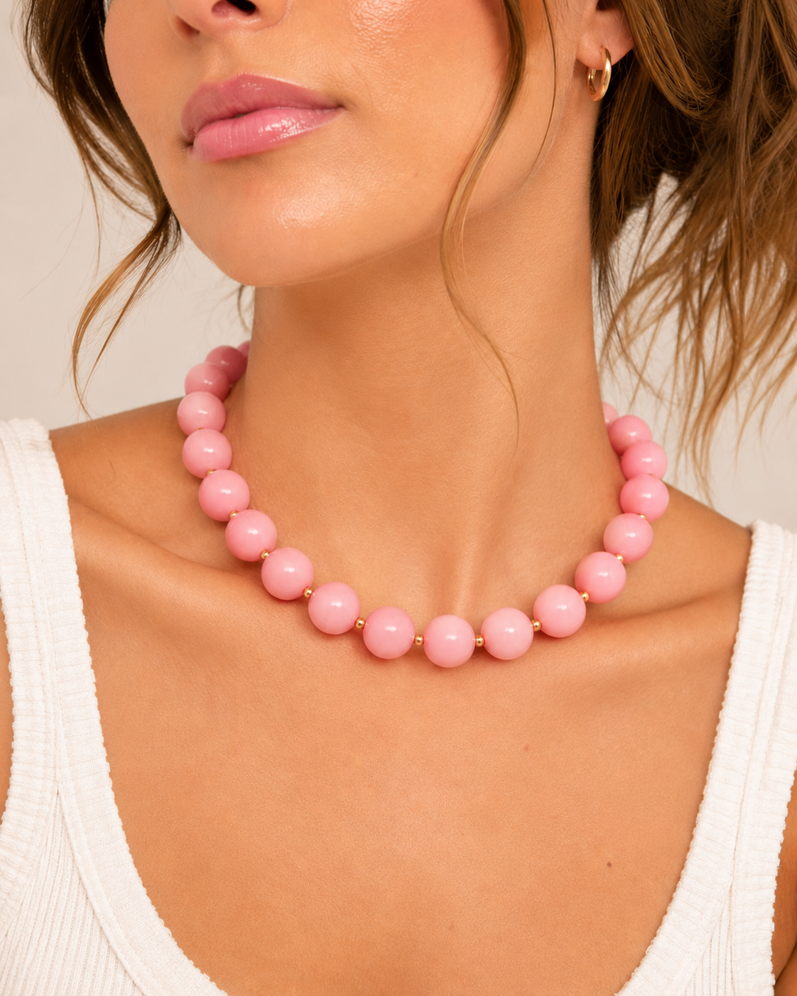 Margo Blush Crush Pink Round Bead Necklace