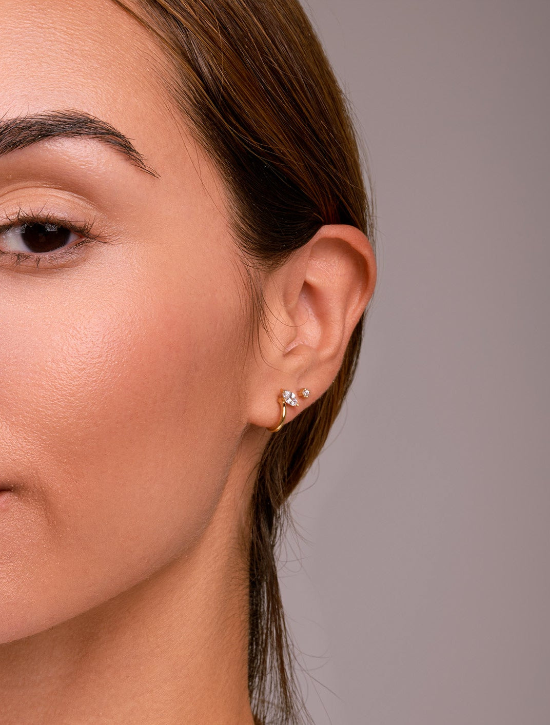 Blaire Gold Marquise Illusion Huggie Earrings