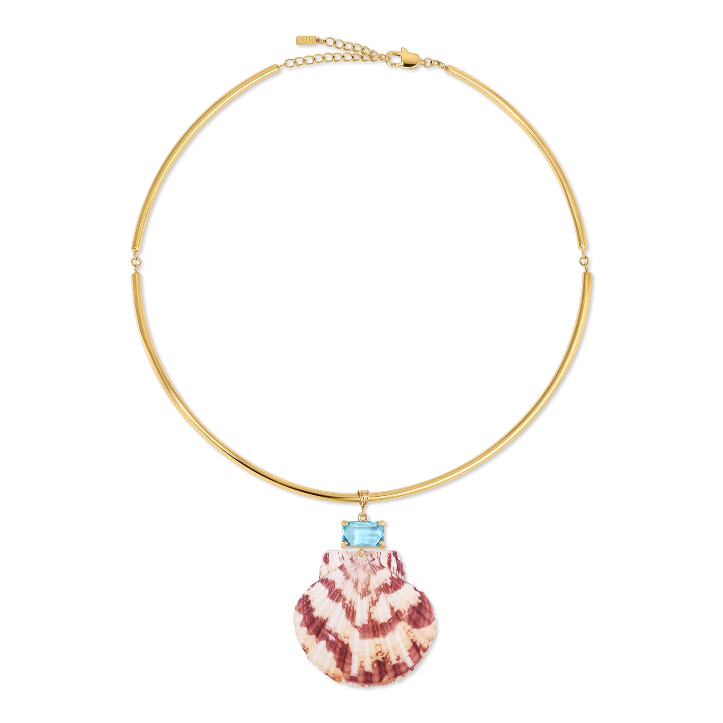 Cabana Girl Blue Shell Bar Choker Necklace