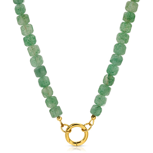 Charm Keeper Green Strawberry Quartz Charm Holder Necklace