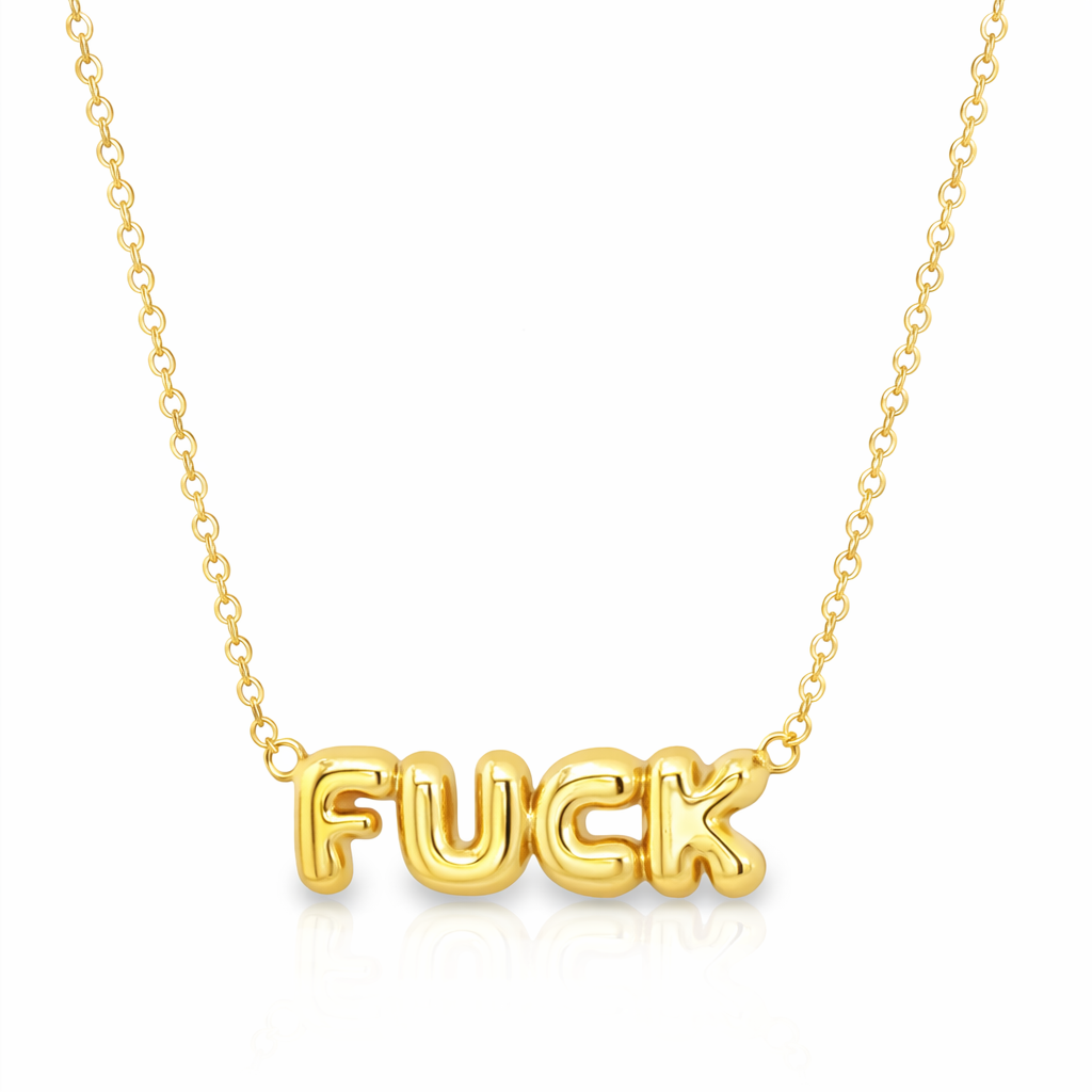 Oh F*ck  Bubble Letter Gold Necklace