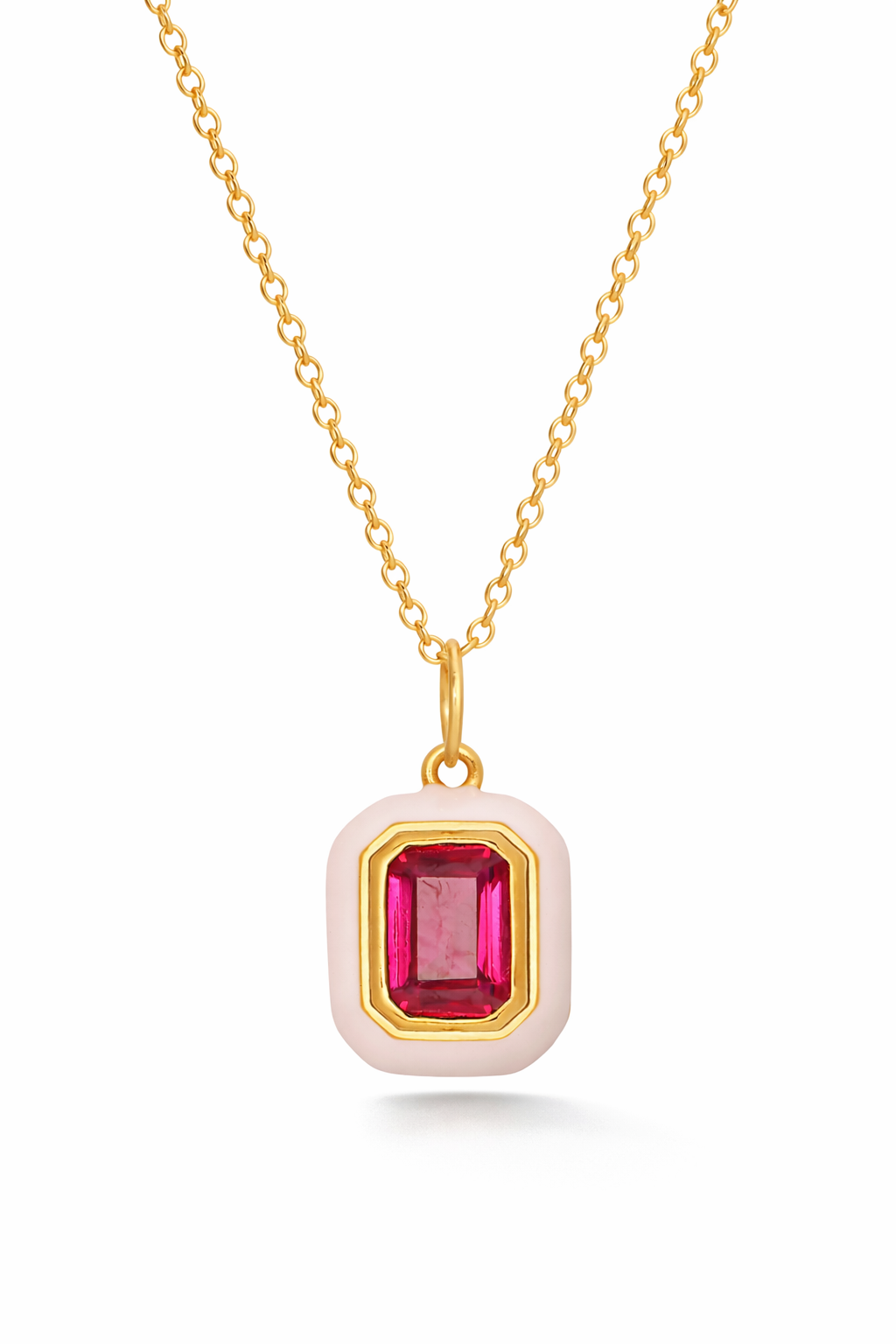Amour Toujours Emerald Cut Ruby Charm