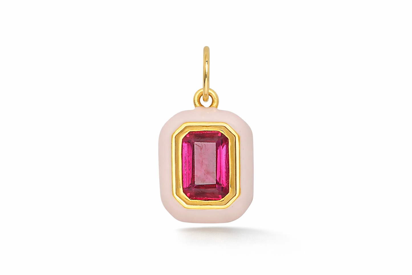 Amour Toujours Emerald Cut Ruby Charm