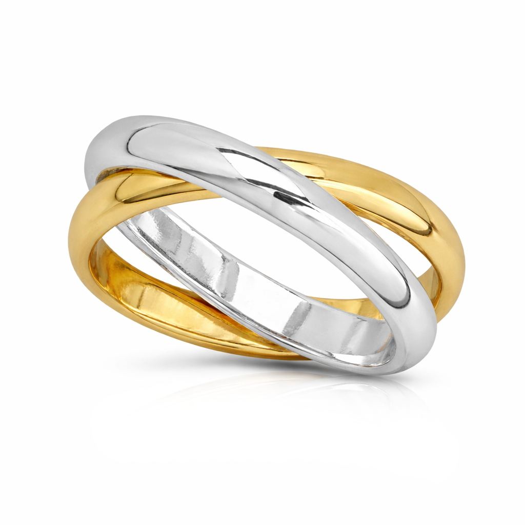 Duo Mixed Metal Double Band Ring