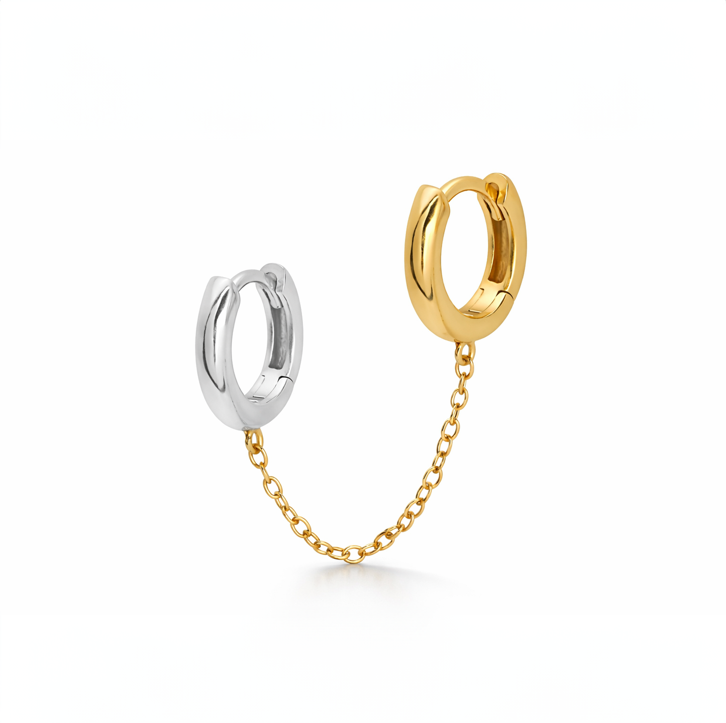 Duet Mixed Metal Double Piercing Hoop