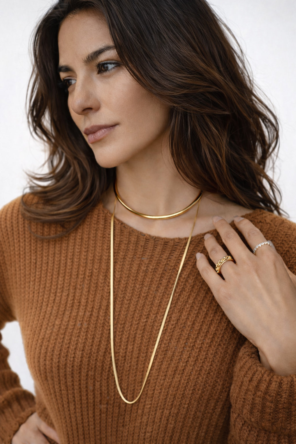 Tory Herringbone Gold Chain Necklace