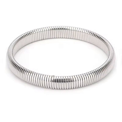 Lil Shay White Gold Omega Bangle Bracelet