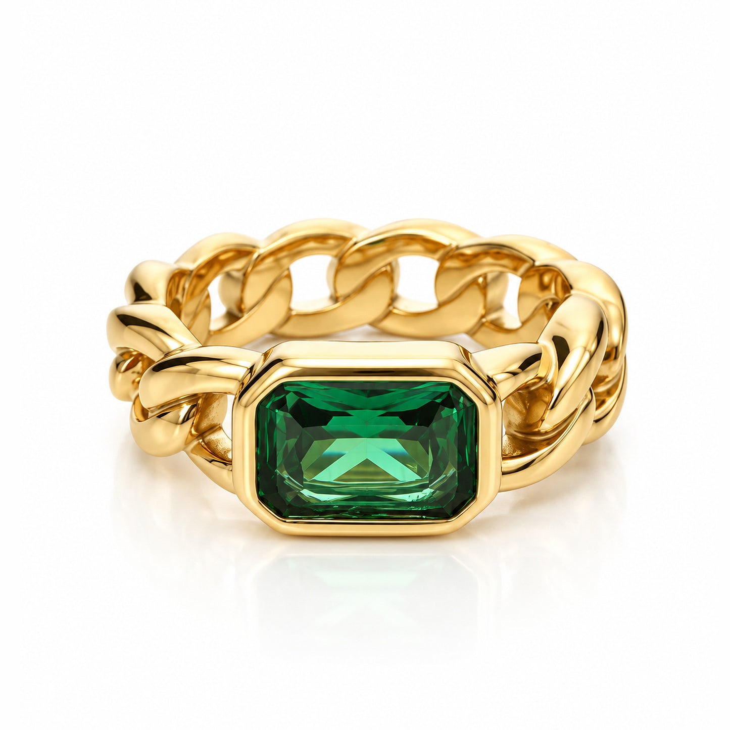 Lou Chain Link Emerald Pinky Ring
