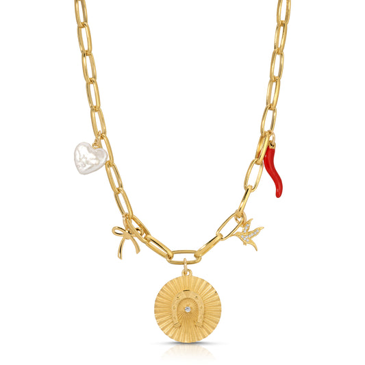 Luck's Got My Back Station Charm Necklace