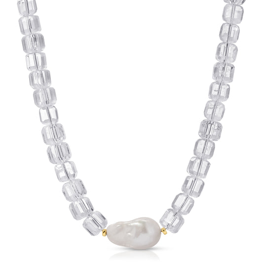 Maris Clear Quartz Baroque Pearl Necklace
