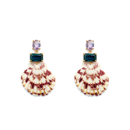 Palm Royale Teal Shell Statement Earring