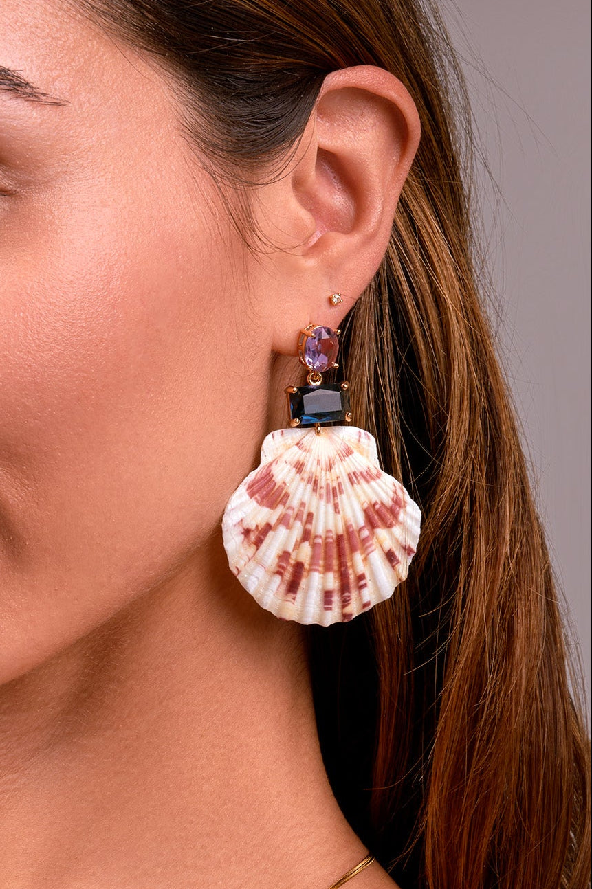 Palm Royale Teal Shell Statement Earring