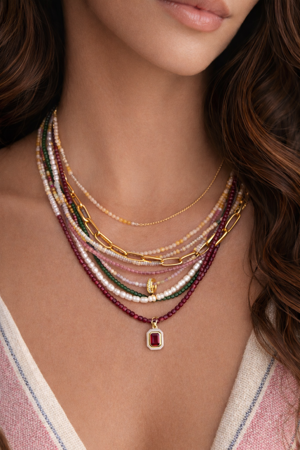 Sidekick Ruby Beaded Necklace