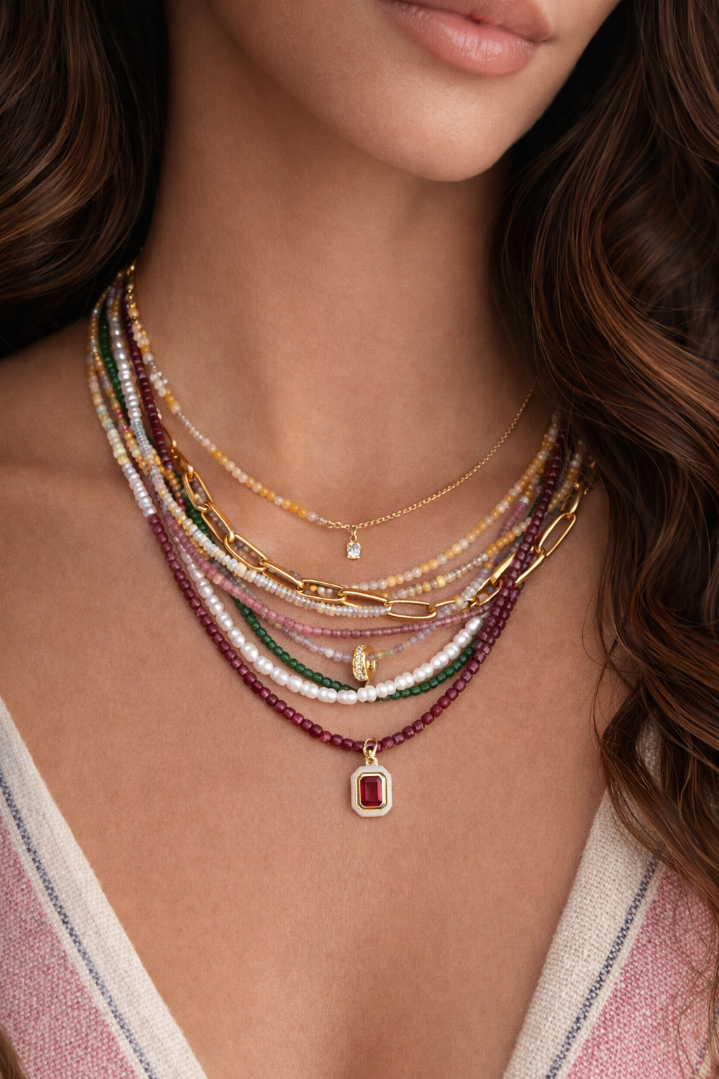 Sidekick Pink Tourmaline Beaded Necklace