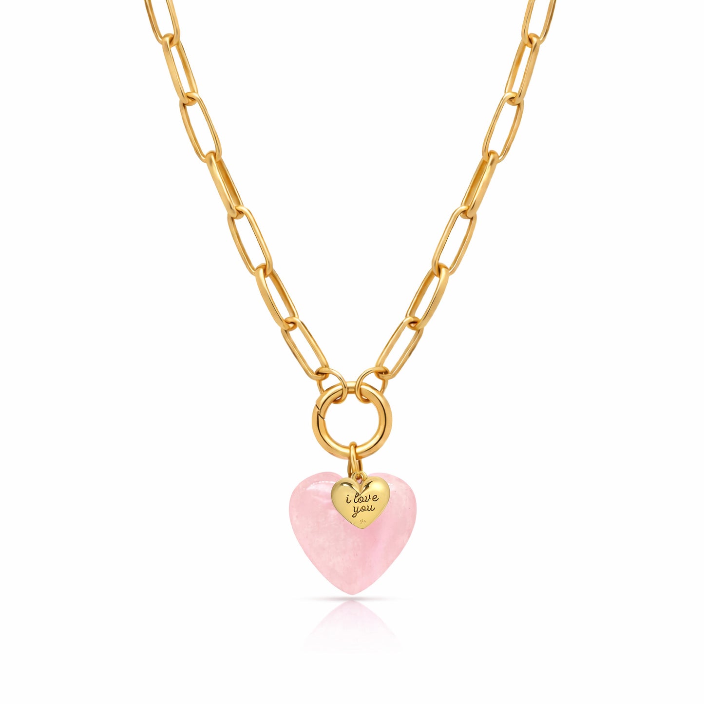 Oh Girl 2.0 Charm Holder Necklace with Rose Quartz Heart