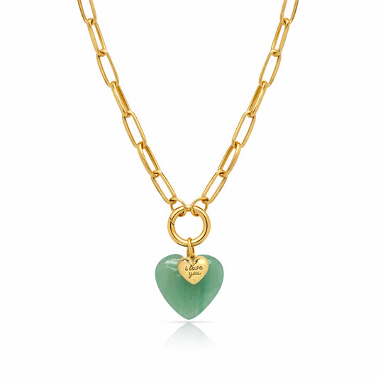 Oh Girl 2.0 Charm Holder Necklace with Green Aventurine Heart