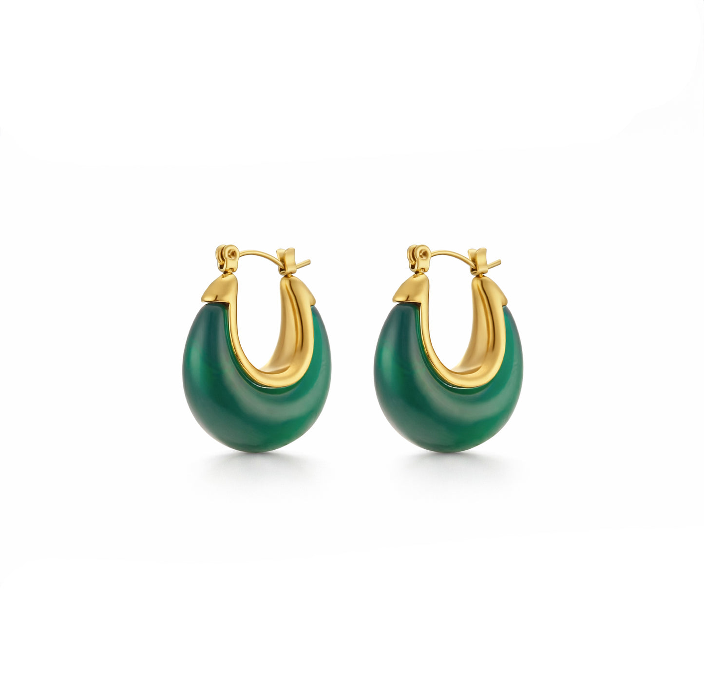 Nina - Green Hoop Earrings