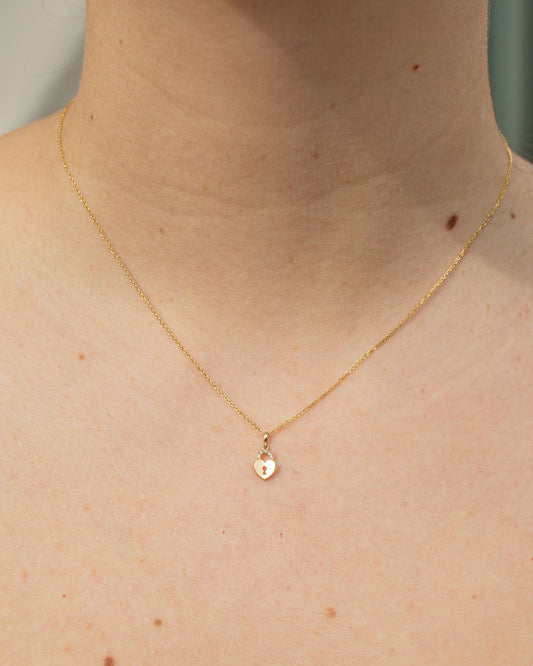 Vow 14k Gold Natural Diamond Heart Padlock Necklace