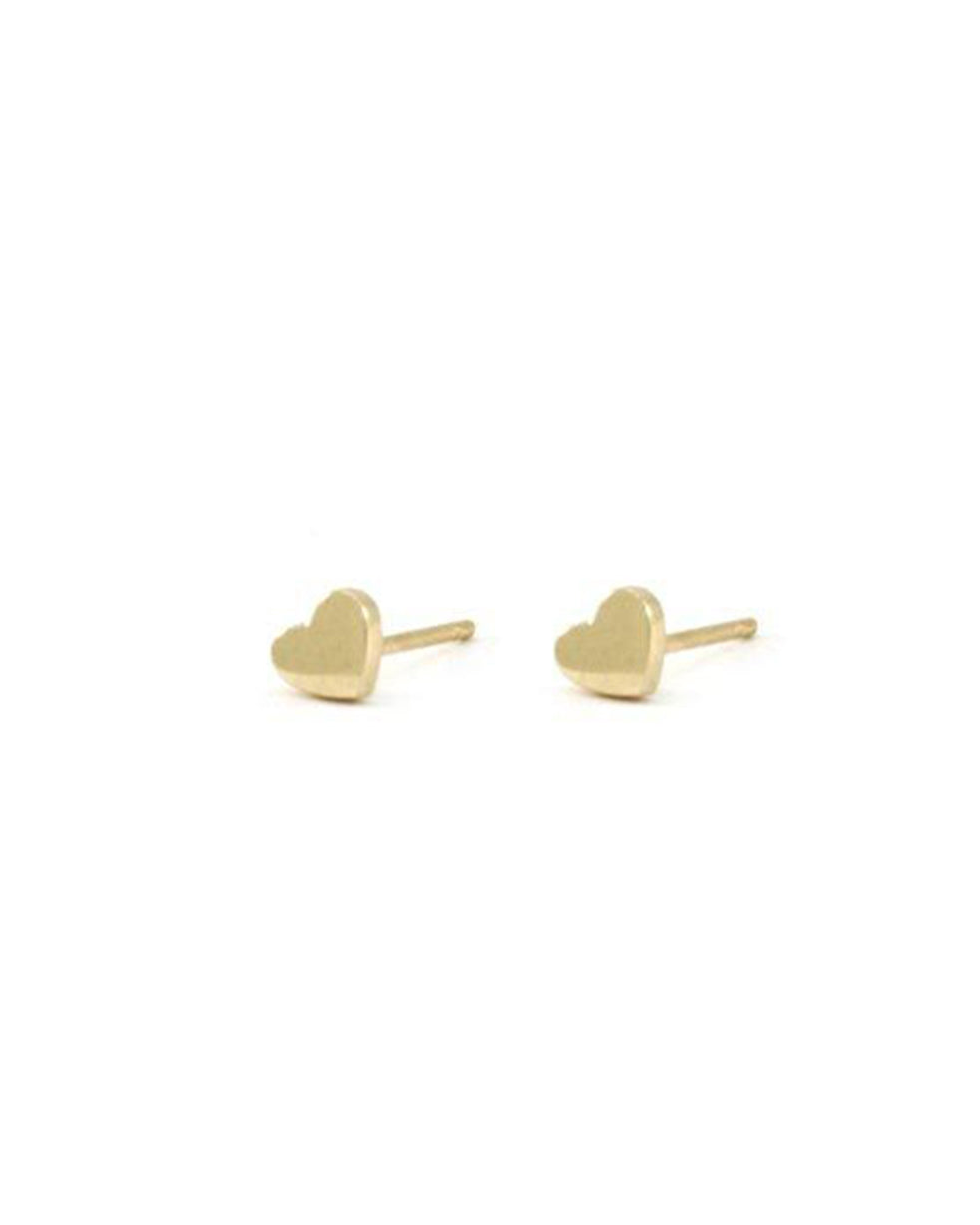 Corazon 14k Gold Heart Stud Earrings