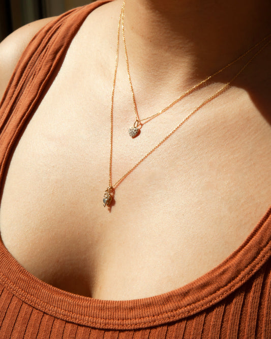 Lover 14k Gold Natural Diamond Heart Necklace