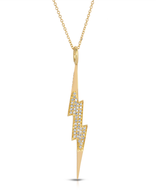 Fame 14k Gold and Natural Diamonds Bolt Necklace