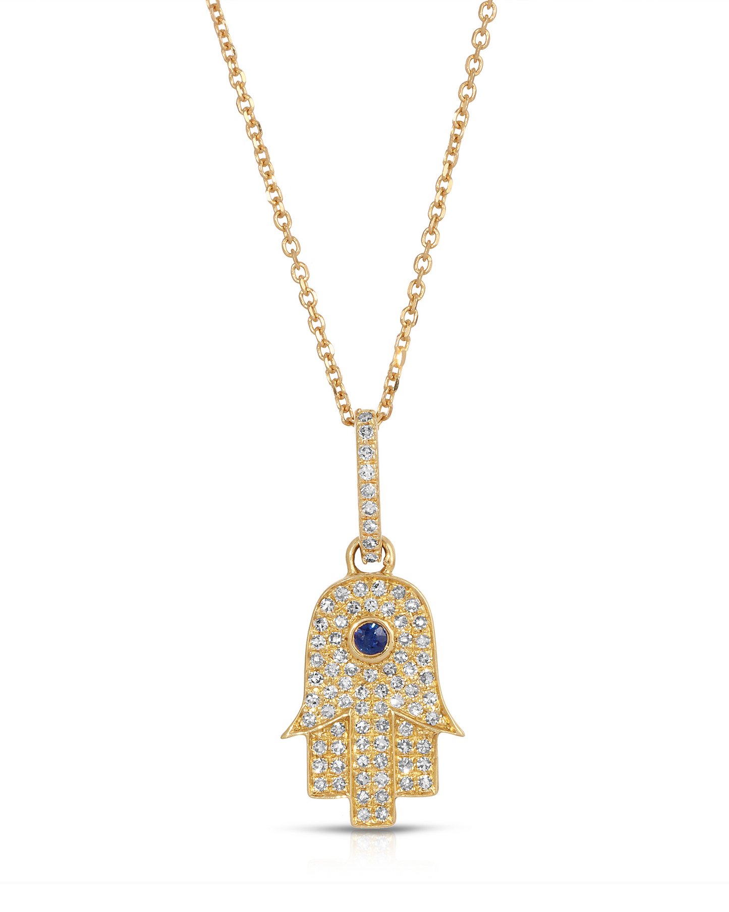 Fatima Sapphire and Natural Diamonds Hamsa Necklace