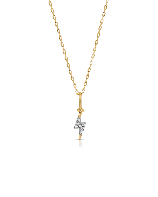 Infamous 14k Gold Natural Diamond Bolt Necklace