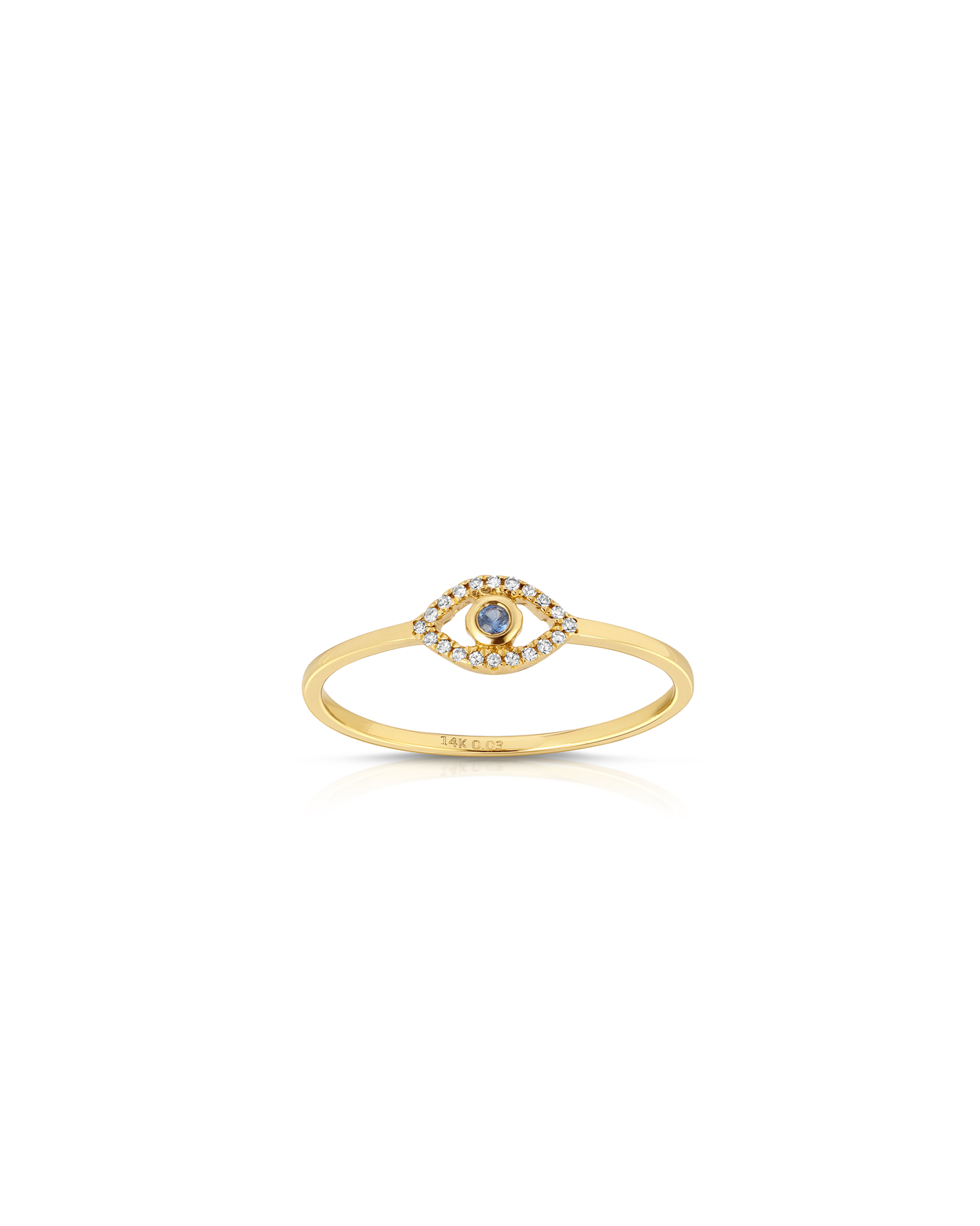 Third Eye 14k Gold Sapphire and Natural Diamonds Evil Eye Ring