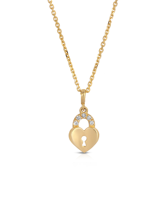 Vow 14k Gold Natural Diamond Heart Padlock Necklace